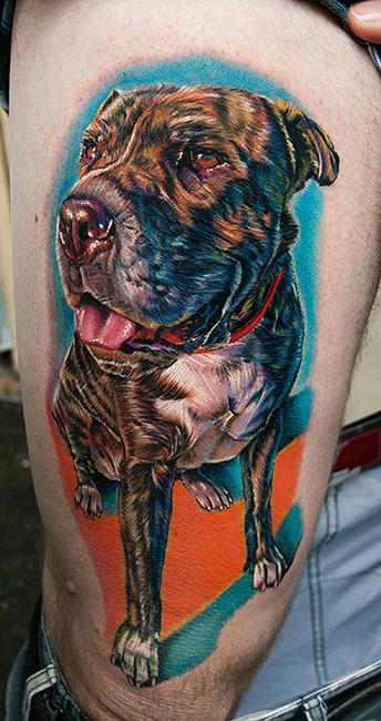 Tattoos - Dog on leg